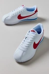 Nike Women's Cortez Leather Sneaker In White/varsity Blue/varsity Red, Women's At Urban Outfitters