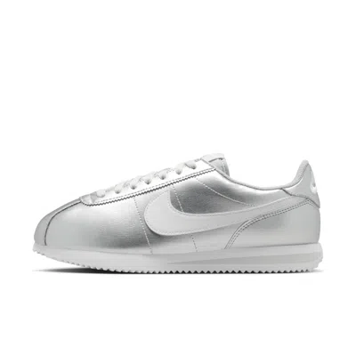 Nike Cortez Metallic Sneaker In Silver