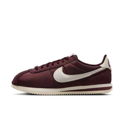 Nike Cortez Leather And Suede-trimmed Canvas Sneakers In Burgundy