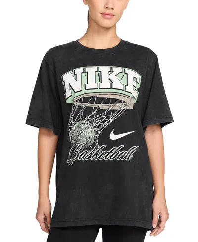 Nike Women's Cotton Basketball Graphic Short-sleeve T-shirt In Black