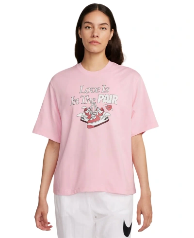 Nike Women's Cotton Sportswear Graphic T-shirt In Medium Soft Pink