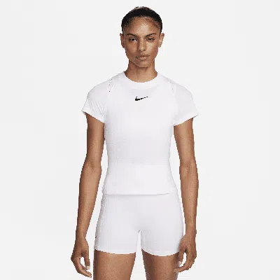 Nike Women's Court Advantage Dri-fit Short-sleeve Tennis Top In White,blac