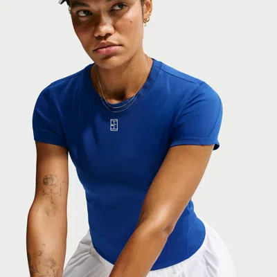 Nike Women's Court Advantage Dri-fit Short-sleeve Tennis Top In Blue