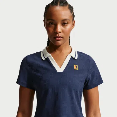 Nike Women's Court Court Collection Dri-fit Cropped Tennis Polo In Blue