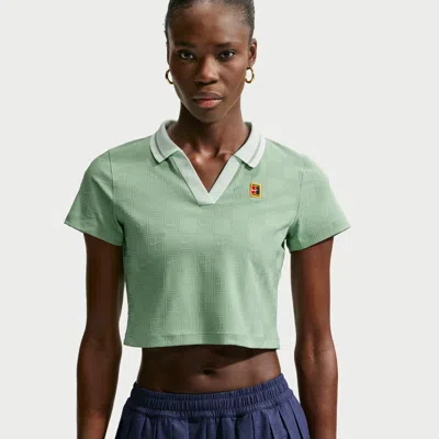 Nike Women's Court Court Collection Dri-fit Cropped Tennis Polo In Green