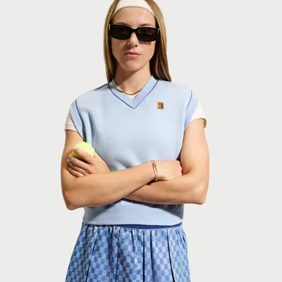 Nike Women's Court Court Collection Fleece Tennis Vest In Blue