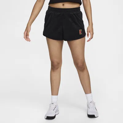 Nike Women's Court Heritage Mid-rise French Terry Tennis Shorts In Black