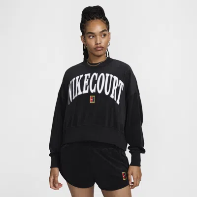 Nike Court Phoenix Fleece Over Oversized Heritage Sweatshirt Black/flat Pewter/white