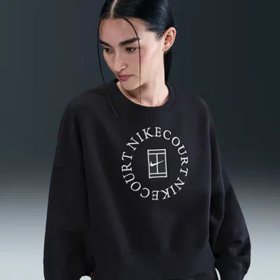 Nike Women's Court Heritage Phoenix Fleece Over-oversized Crew-neck Sweatshirt In Black
