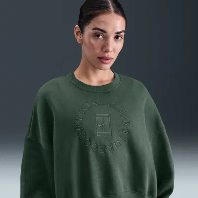 Nike Women's Court Heritage Phoenix Fleece Over-oversized Crew-neck Sweatshirt In Green