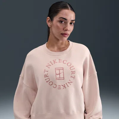 Nike Women's Court Heritage Phoenix Fleece Over-oversized Crew-neck Sweatshirt In Pink