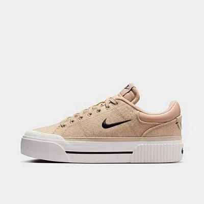 Nike Women's Court Legacy Lift Le Casual Shoes In Hemp/black/sail/sanddrift
