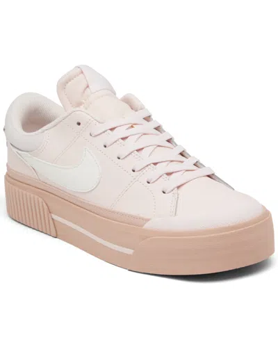 Nike Women's Court Legacy Lift Platform Casual Sneakers From Finish Line In Light Soft Pink,sail