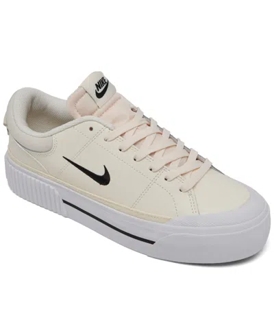 Nike Women's Court Legacy Lift Platform Casual Sneakers From Finish Line In Pale Ivory,muslin,white,b