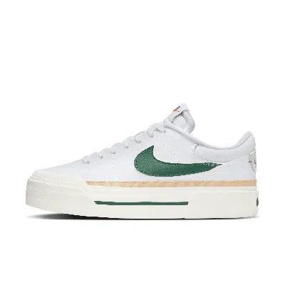Nike Women's Court Legacy Lift Shoes In White/fir