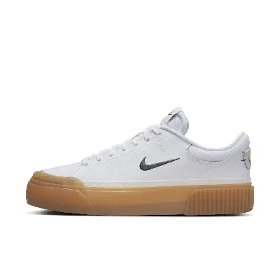 Nike Women's Court Legacy Lift Shoes In White/gum Yellow/sail/vintage Green