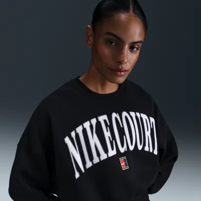 Nike Phoenix Fleece Oversize Crewneck Tennis Sweatshirt In Black