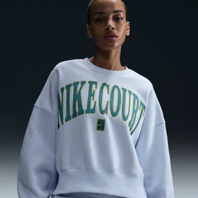 Nike Women's Court Phoenix Fleece Over-oversized Crew-neck Tennis Sweatshirt In Grey