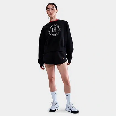 Nike Women's Court Phoenix Fleece Over-oversized Heritage Crewneck Sweatshirt In Black