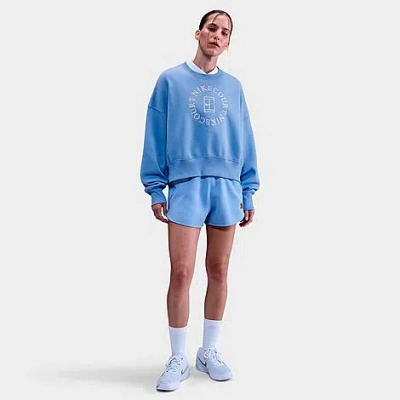 Nike Women's Court Phoenix Fleece Over-oversized Heritage Crewneck Sweatshirt In Blue