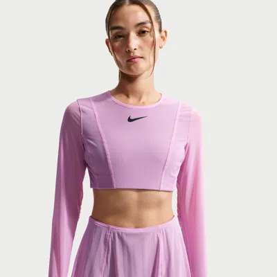 Nike Women's Court Slam Long-sleeve Cropped Tennis Top In Pink