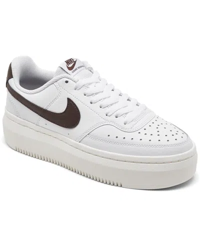 Nike Women's Court Vision Alta Leather Platform Casual Sneakers From Finish Line In White,bqbn