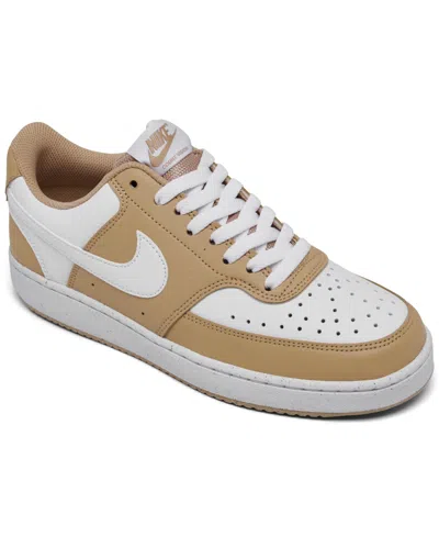 Nike Women's Court Vision Low Next Nature Casual Sneakers From Finish Line In Hemp,white