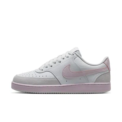 Nike Women's Court Vision Low Suede Shoes In White