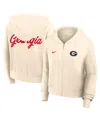 Nike Cream Georgia Bulldogs Cropped Chill Full-zip Hoodie In Brown