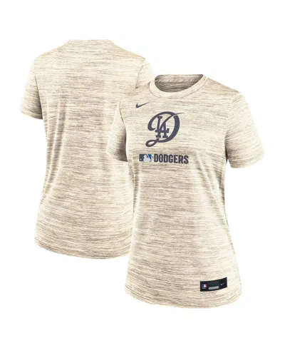 NIKE WOMEN'S CREAM LOS ANGELES DODGERS AUTHENTIC COLLECTION CITY CONNECT VELOCITY PERFORMANCE T-SHIRT