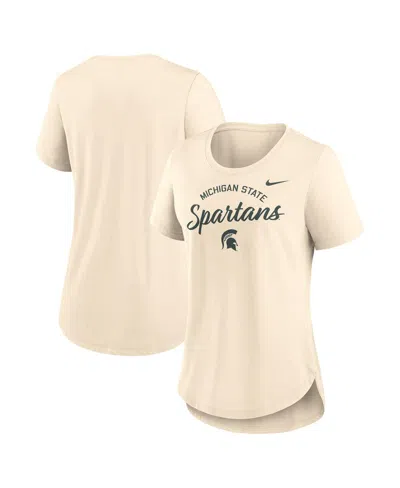 NIKE WOMEN'S CREAM MICHIGAN STATE SPARTANS SCRIPT LOGO TRI-BLEND T-SHIRT
