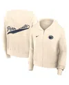 Nike Cream Penn State Nittany Lions Cropped Chill Full-zip Hoodie In Cream