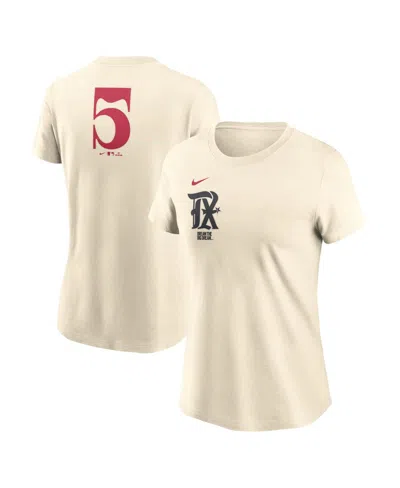 Nike Cream Texas Rangers City Connect Fuse Name & Number T-shirt In Neutral