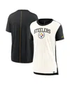 Nike Women's Cream/black Pittsburgh Steelers Wordmark Tri-blend T-shirt In Cream,black