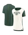 Nike Women's Cream/green Green Bay Packers Wordmark Tri-blend T-shirt In Cream,green