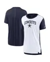 Nike Women's Cream/navy Dallas Cowboys Wordmark Tri-blend T-shirt In Cream,navy