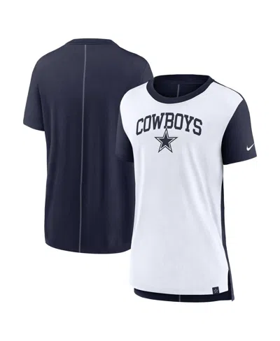 NIKE WOMEN'S CREAM/NAVY DALLAS COWBOYS WORDMARK TRI-BLEND T-SHIRT