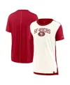 Nike Women's Cream/scarlet San Francisco 49ers Wordmark Tri-blend T-shirt In Cream,scarlet