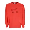 Nike Women's Crewneck Sweatshirt Sportswear Air Fleece Crewneck Lt Crimson/oxen Brown In Multi