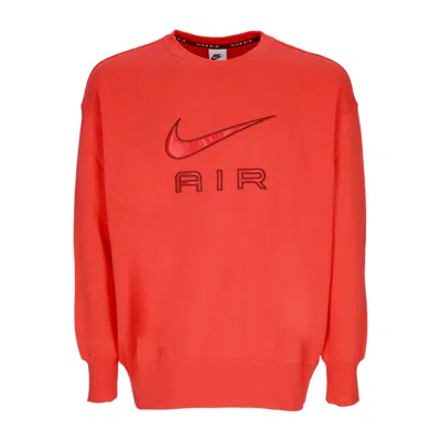 Nike Women's Crewneck Sweatshirt Sportswear Air Fleece Crewneck Lt Crimson/oxen Brown In Multi