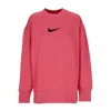 Nike Women's Crewneck Sweatshirt Sportswear Oversized Fleece Crewneck Adobe/black In Adobe/black
