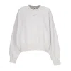 Nike W Nsw Plsh Mod Crop Crew Woman Sweatshirt White Size Xl Polyester In Light Bone/lt Iron Ore