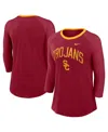Nike Women's Crimson Usc Trojans 3/4-sleeve Raglan Tri-blend Top In Crimson