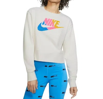 Nike Women's Crop Top Crew Sweatshirt In Ivory In Multi