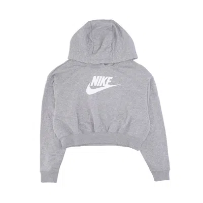 Nike Women's Cropped Hoodie W Sportswear Club Fleece Graphic Oversized Crop Hoodie Dk Gray Heather/white