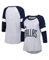 Nike Women's Dallas Cowboys Heather Gray/navy Football Pride Raglan 3/4-sleeve T-shirt In Heather Gray