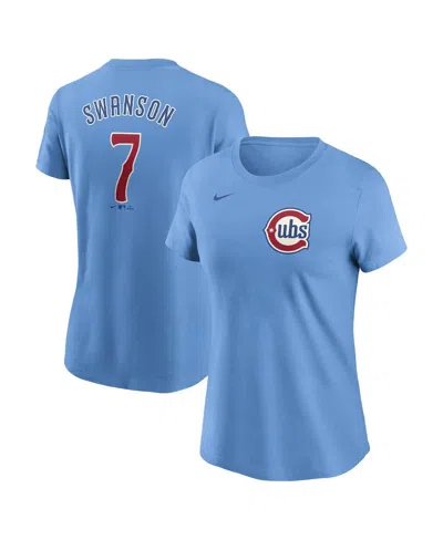 Nike Women's Dansby Swanson Baby Blue Chicago Cubs Fuse Name Number T-shirt In Light Blue