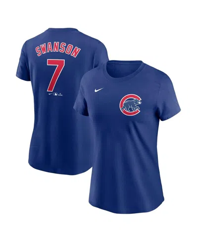 Nike Women's Dansby Swanson Royal Chicago Cubs Fuse Name Number T-shirt