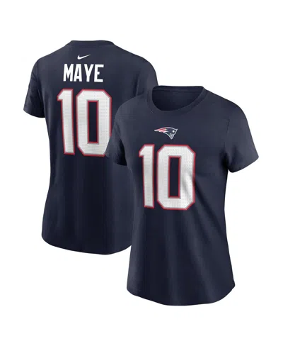 Nike Women's Drake Maye Navy New England Patriots 2024 Nfl Draft First Round Pick Name Number T-shirt