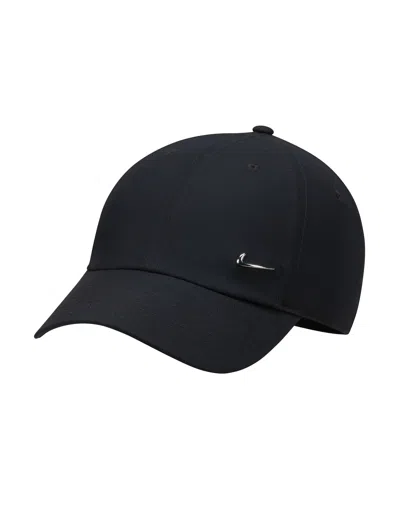 Nike Women's Dri-fit Club Unstructured Metal Swoosh Cap In Black